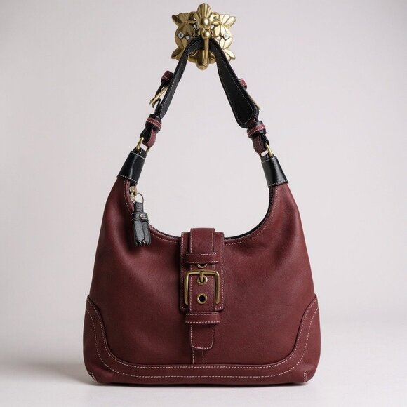 Coach Vintage Y2K Hampton Burgundy Hobo Buckle Suede Bag Dust Bag and Eraser - Picture 1 of 16